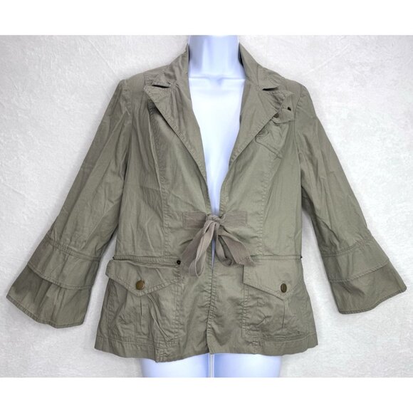 XCVI Women's Green Lightweight Utility Tie Front Jacket Size Large - Picture 1 of 13